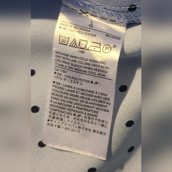 Banana Republic Sky Blue Polka Dot Blouse Sz L - Picture 3 of 8